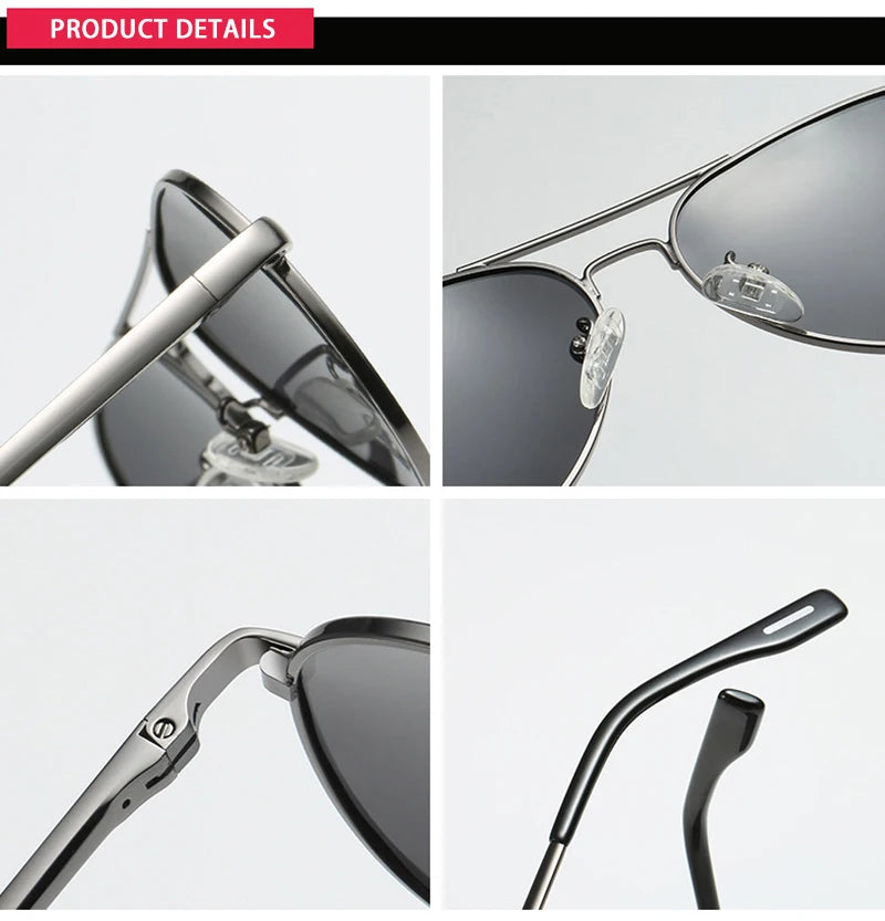 Men's Sunglasses Gear: Classic, Polarized Metal Black Aviation Sunglasses UV400 / Rungear