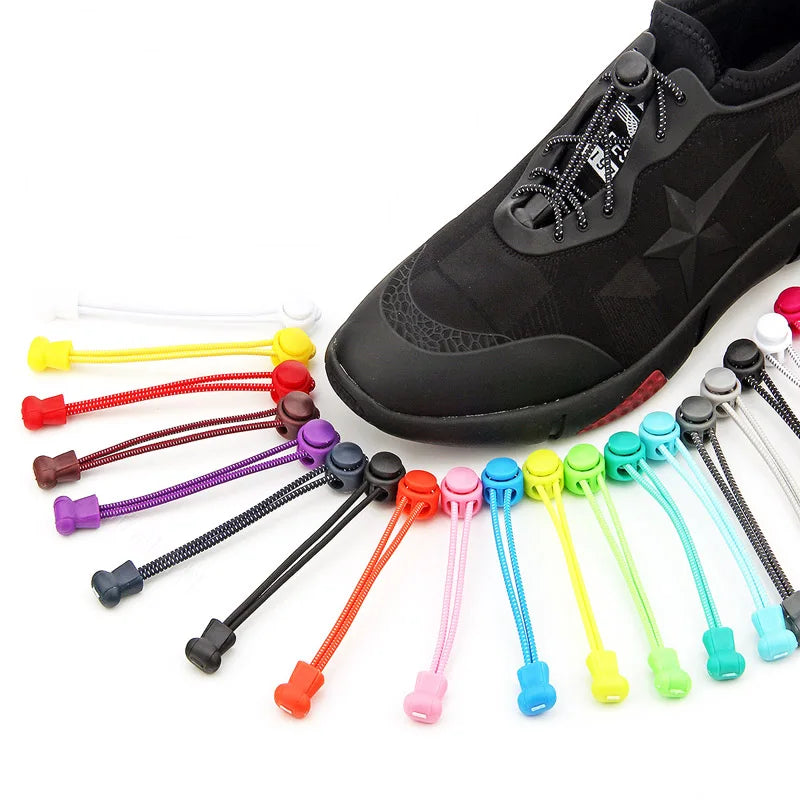 Sports Shoe Accessories: 1 PR Unisex, No Tie, Locking Round Shoelaces Elastic Fit Strap 100CM / Rungear