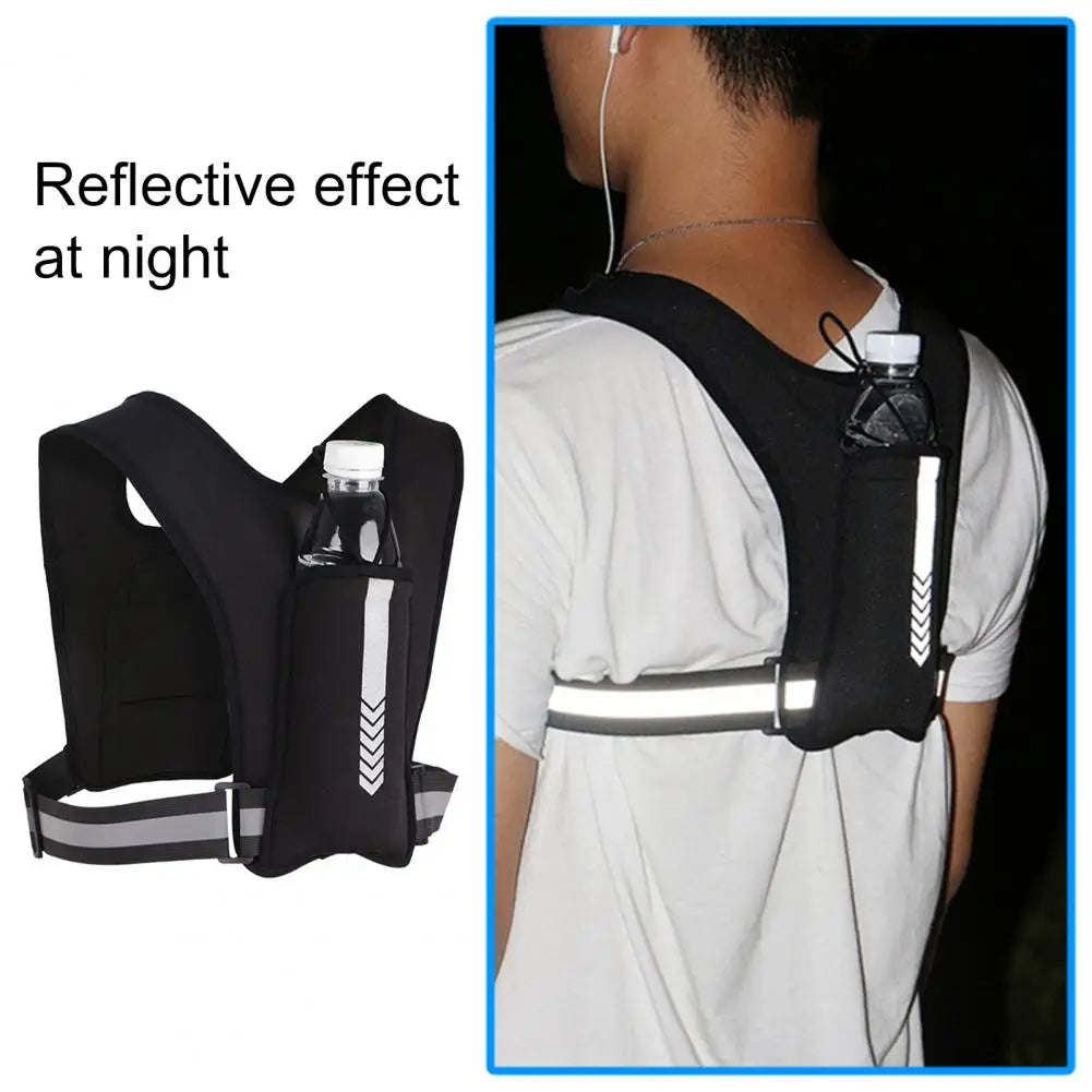 Running Vest with Phone & Hydration Pocket – Lightweight, Water-Resistant, Elastic Chest Harness | Trail Running & Outdoor | Black