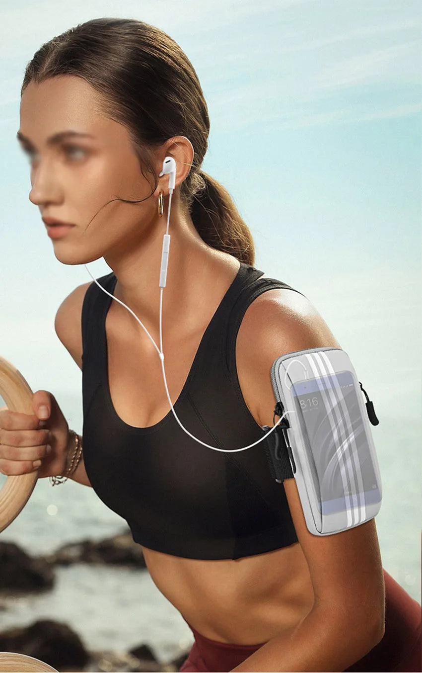 Sports Phone Armband – Dual Zip Pockets, Adjustable Strap, Universal Fit | Running, Gym & Outdoor | Black, Purple, Grey, Pink, Blue & Orange