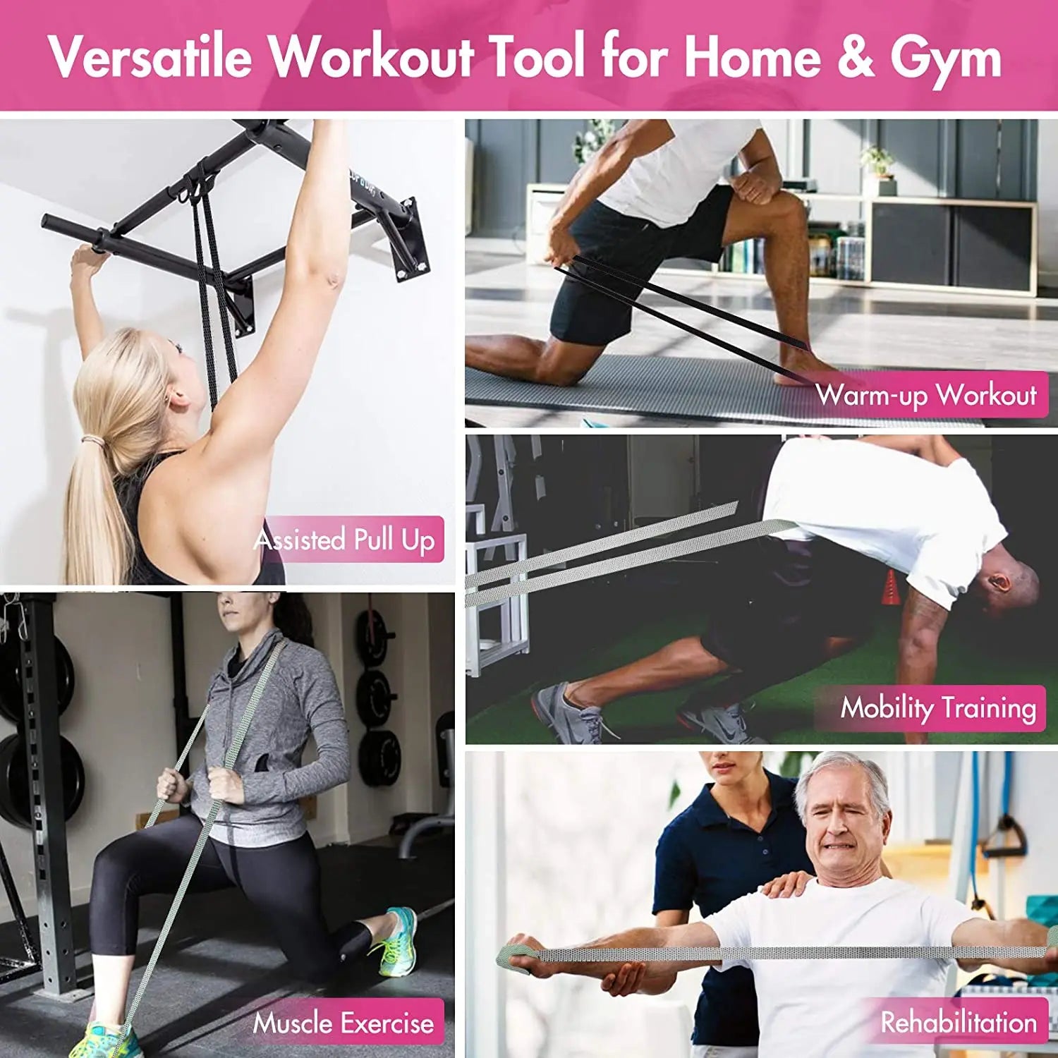 Recovery Gear Accessories: Fitness, Elastic Long Resistance Booty Bands Set Pull Up Gym Equipment / Rungear