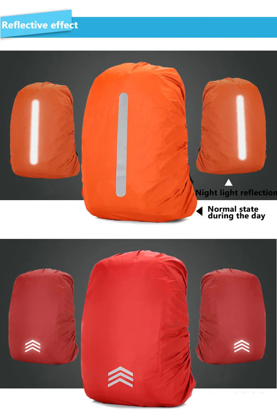 Reflective Waterproof Backpack Rain Cover | 20L–70L | Hiking, Cycling & Outdoor Safety