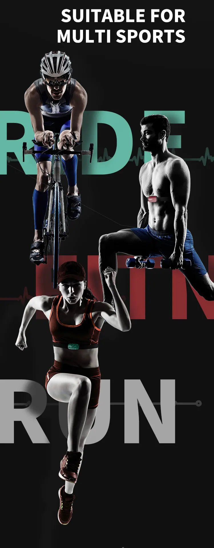Running Heart Rate Accessories: Magene Split Chest Strap, Heart Rate Monitor, HRM Fitness Tracker, Bluetooth ANT Sensor, Compatible Zwift / Rungear
