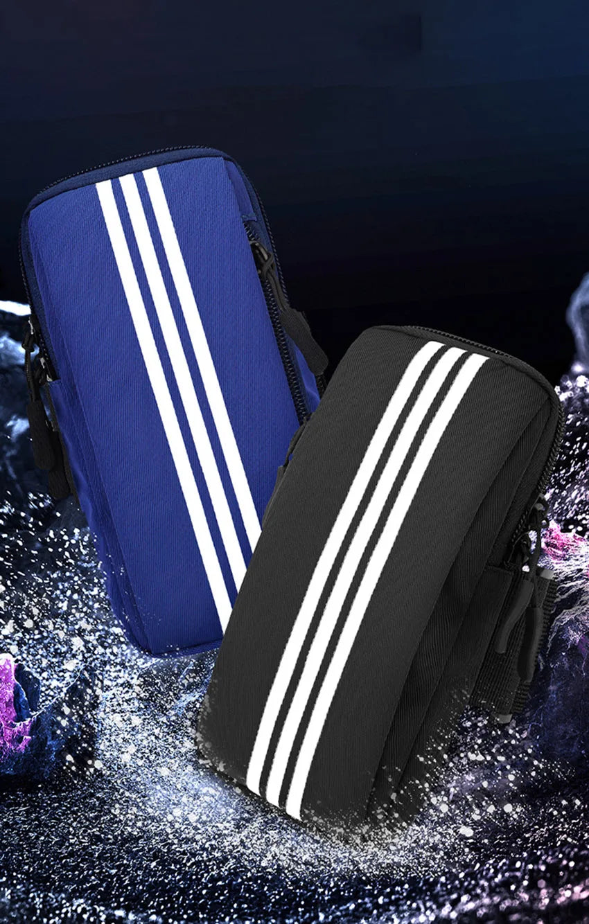 Sports Phone Armband – Dual Zip Pockets, Adjustable Strap, Universal Fit | Running, Gym & Outdoor | Black, Purple, Grey, Pink, Blue & Orange