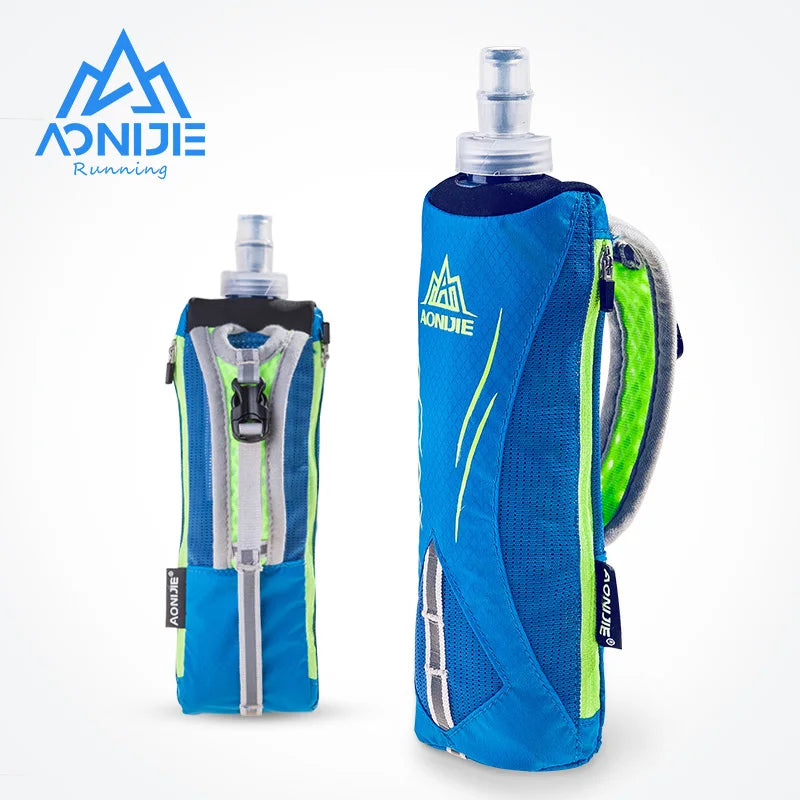 AONIJIE Handheld Running Water Bottle Holder, Wrist Hydration Pack with Storage for Marathon & Trail