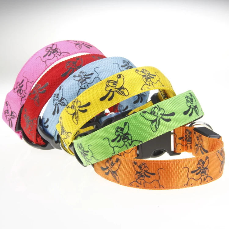 LED Luminous Dog Collar | Nylon Night Safety Collar with Breakaway Buckle