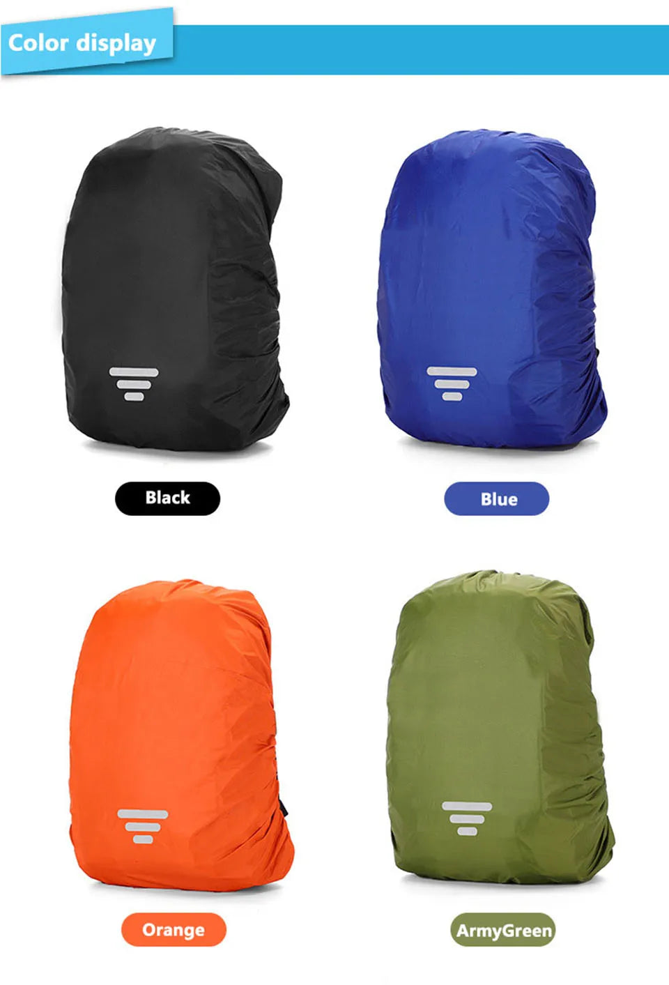 Reflective Waterproof Backpack Rain Cover | 20L–70L | Hiking, Cycling & Outdoor Safety