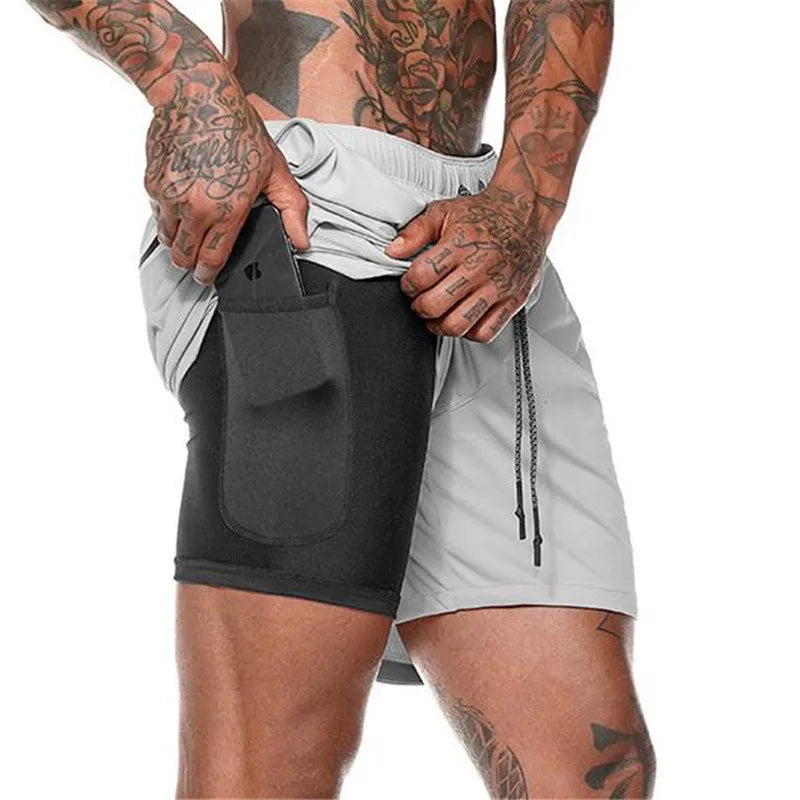 Men's 2-in-1 Running Shorts – Quick-Dry Double-Layer Gym & Jogging Sports Shorts
