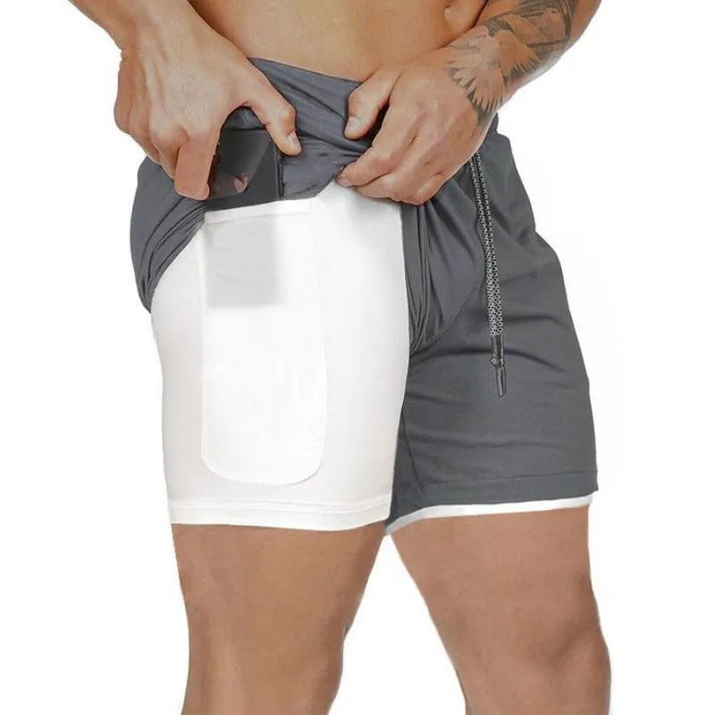 Men's 2-in-1 Running Shorts – Quick-Dry Double-Layer Gym & Jogging Sports Shorts