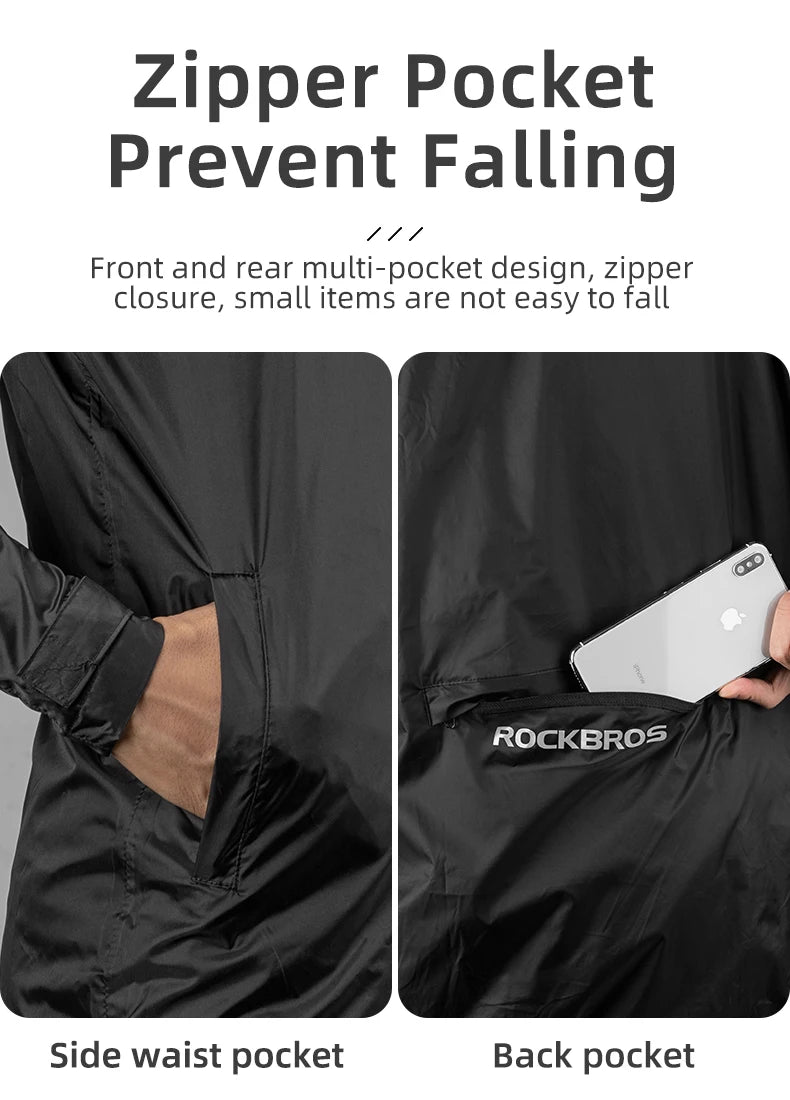 ROCKBROS Breathable Reflective Waterproof Hooded Jacket Men European Size