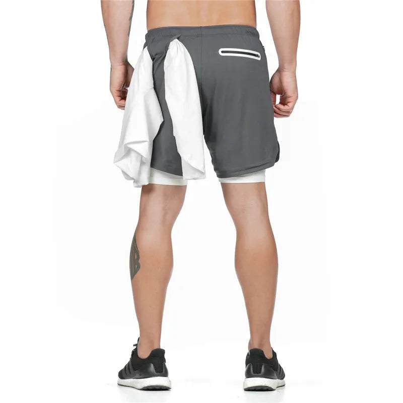 Men's 2-in-1 Running Shorts – Quick-Dry Double-Layer Gym & Jogging Sports Shorts