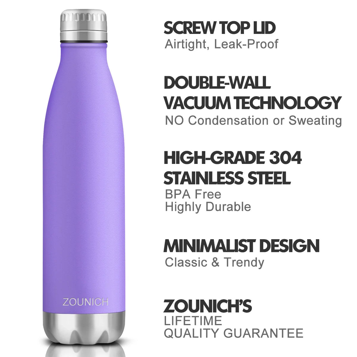 Hydration Gear Accessories: ZORRI Double-Wall, Insulated, Thermal Vacuum Water Bottle 350ml/500ml/650ml / Rungear
