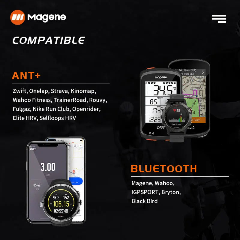 Magene H64 Heart Rate Monitor with Chest Strap – Dual Mode ANT+ & Bluetooth for Cycling, Running & Wahoo/Garmin Compatibility | RUNGEAR