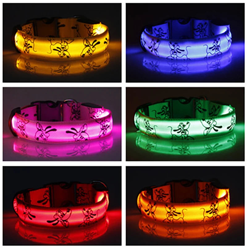 LED Luminous Dog Collar | Nylon Night Safety Collar with Breakaway Buckle