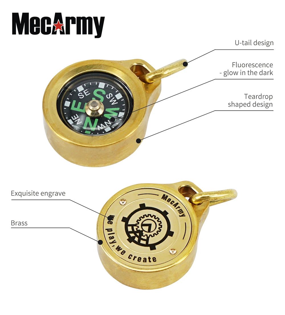 Running Trail Gear: MecArmy Brass CMP Navigational Compass For Outdoors with Lanyard / Rungear