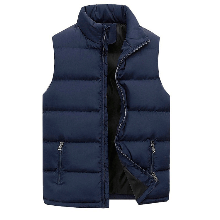 Men's Jacket Apparel: Warm, Waterproof, Winter Sleeveless Zipper Coat With Stand-Up Collar / Rungear