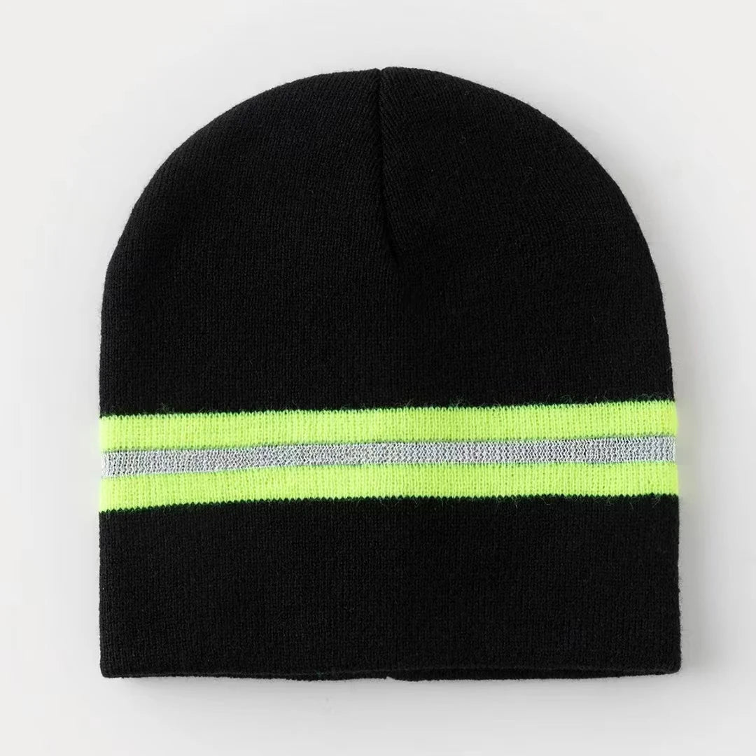 Reflective Hat Gear: Unisex, Warm, Thermal Knit Beanie with Reflective Stripe for Outdoor Sports / Rungear