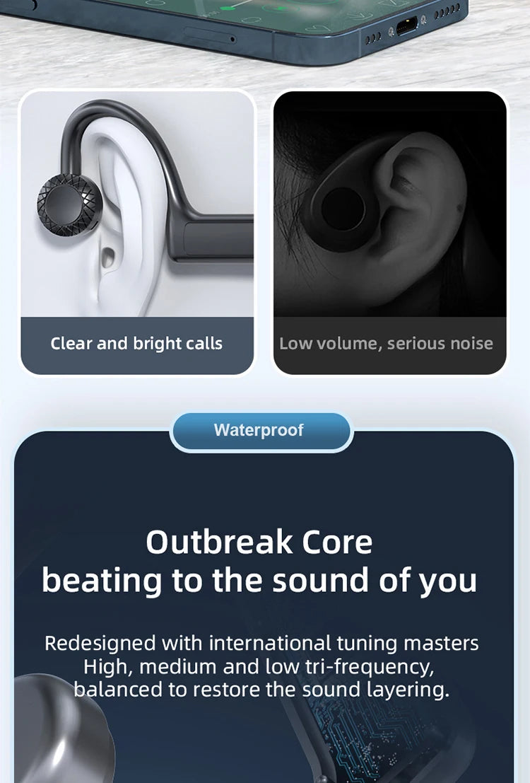 Running Tech Gear: Xiaomi Bone Conduction, Wireless, Waterproof Bluetooth Headset Ear Hooks For iPhone / Rungear