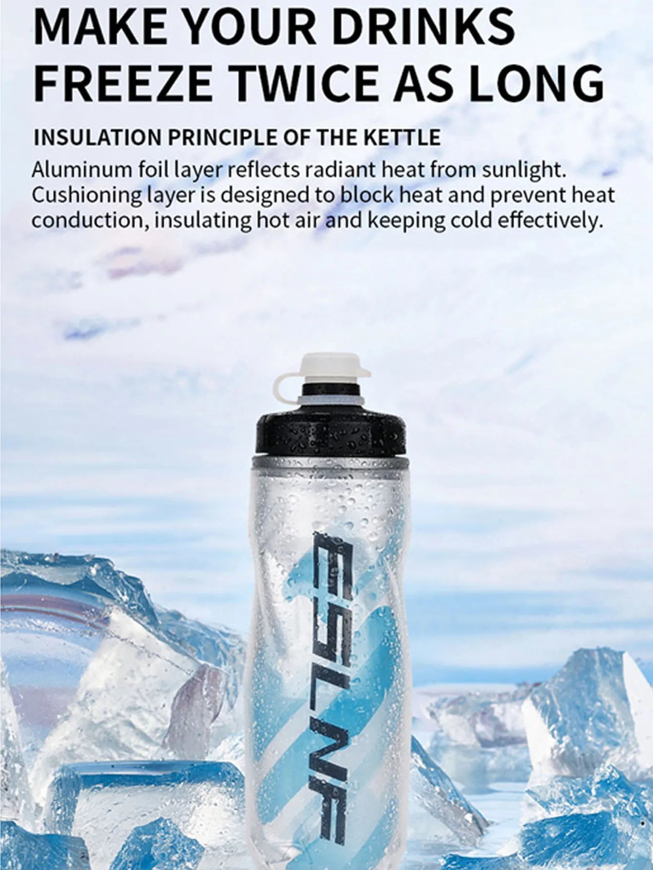 RUNGEAR 610ml Insulated Cycling Water Bottle | Squeeze Bottle for MTB, Road Bike & Outdoor Sport