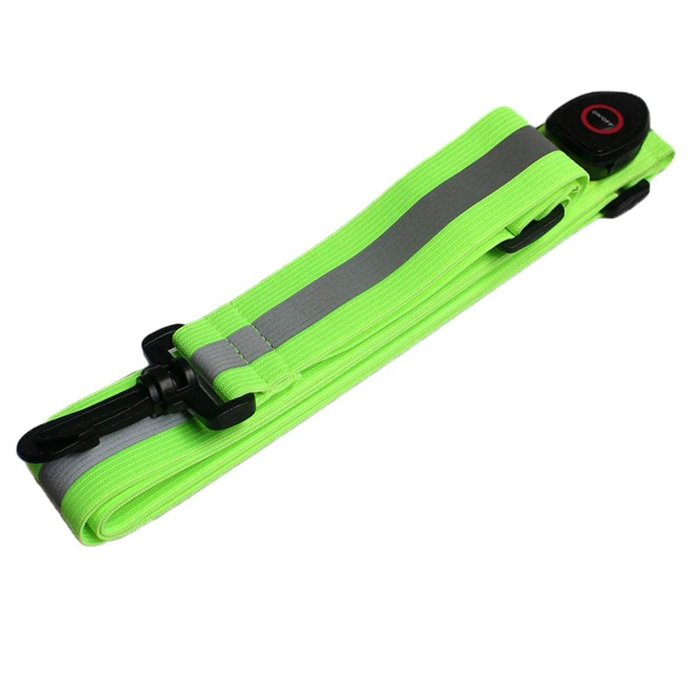 USB Rechargeable LED Reflective Running Strap – High Visibility Crossbody Safety Light