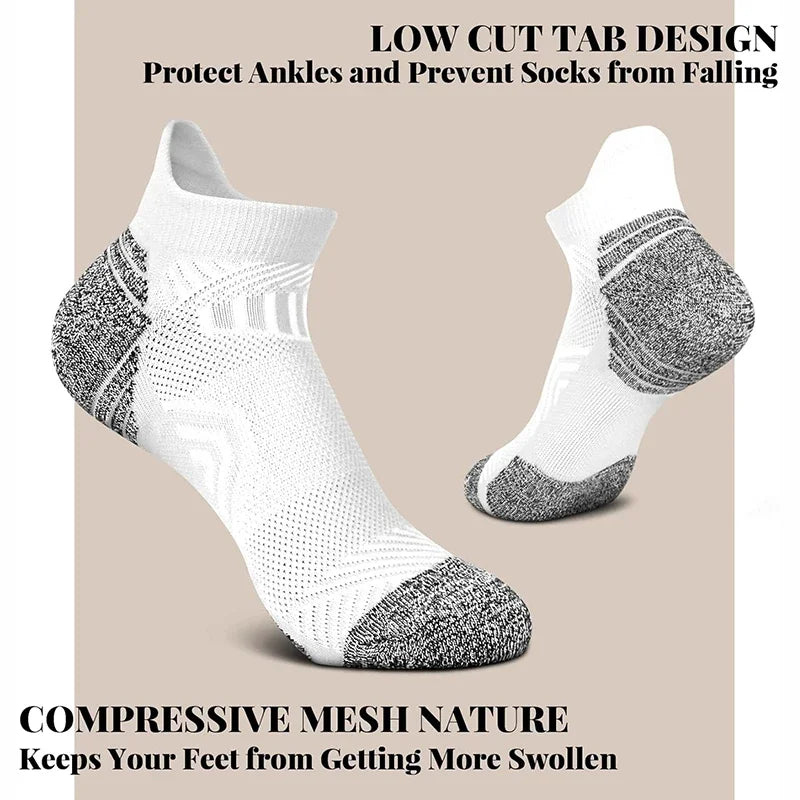 Running Apparel Accessories: 5 Pairs Unisex Ankle Support, Low Cut, Soft Tab Compression Socks / Rungear