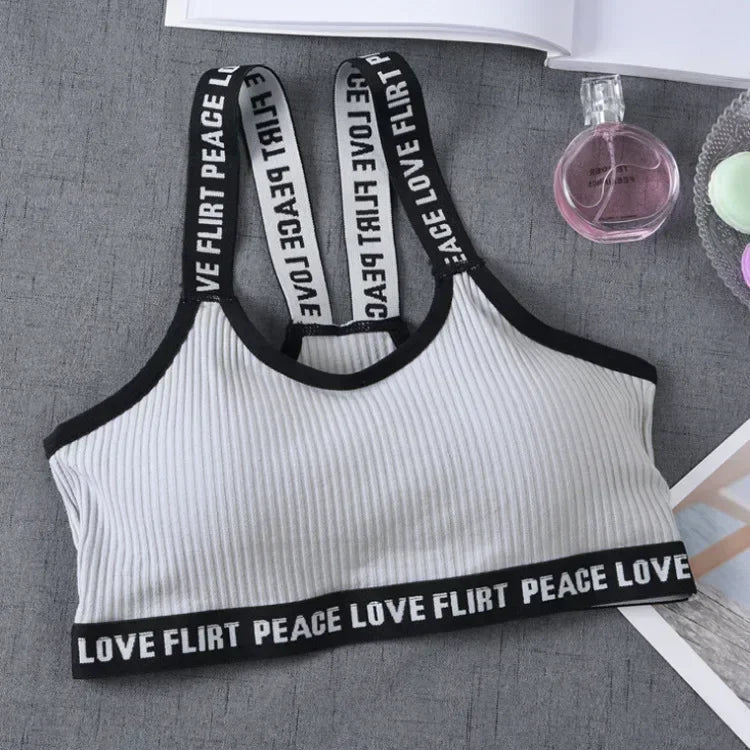 Women's Letter Print Sports Bra | Seamless Push-Up for Gym, Yoga & Running