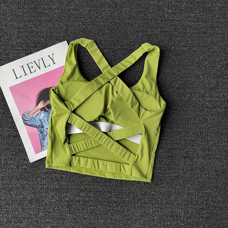 Women's Cross-Strap Wrap Sports Bra | Breathable Push-Up Gym & Yoga Bralette | RUNGEAR