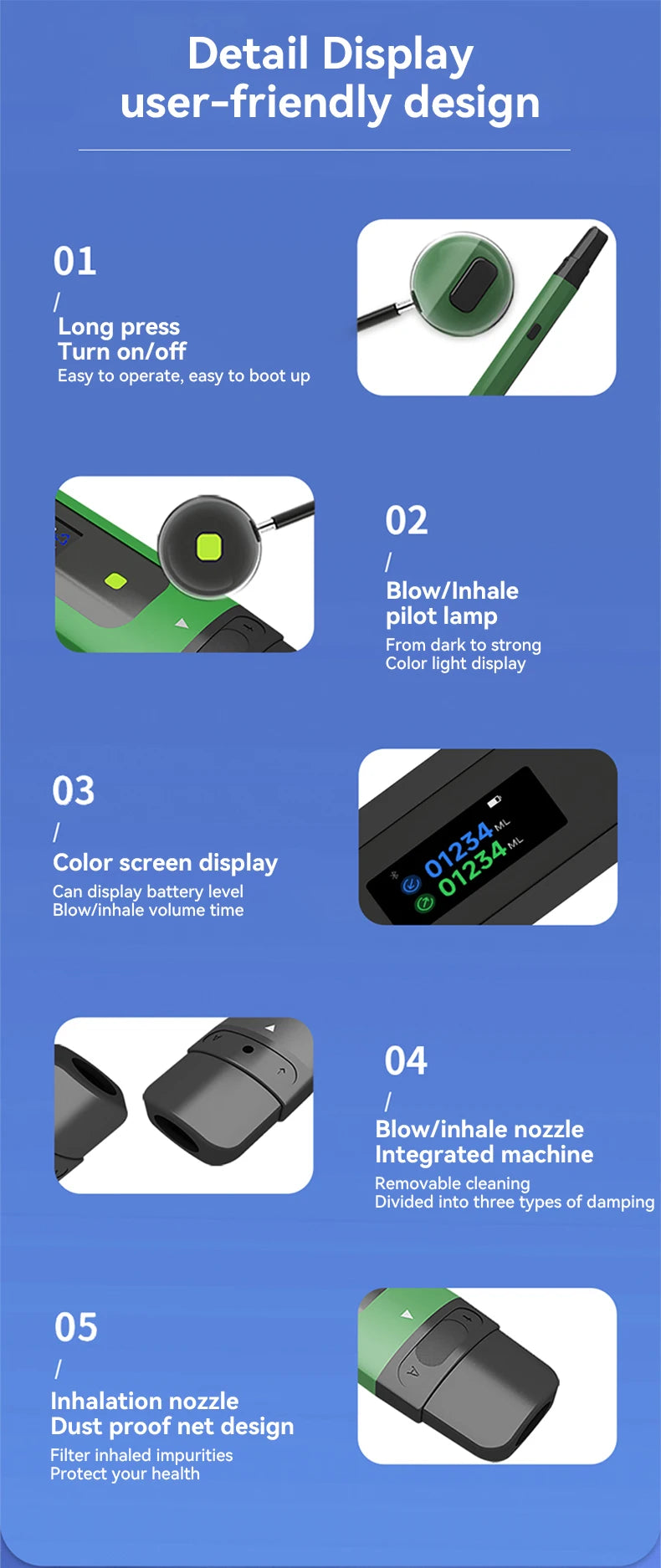 Bluetooth Spirometer Breath Trainer – Digital Lung Capacity & Respiratory Muscle Tester