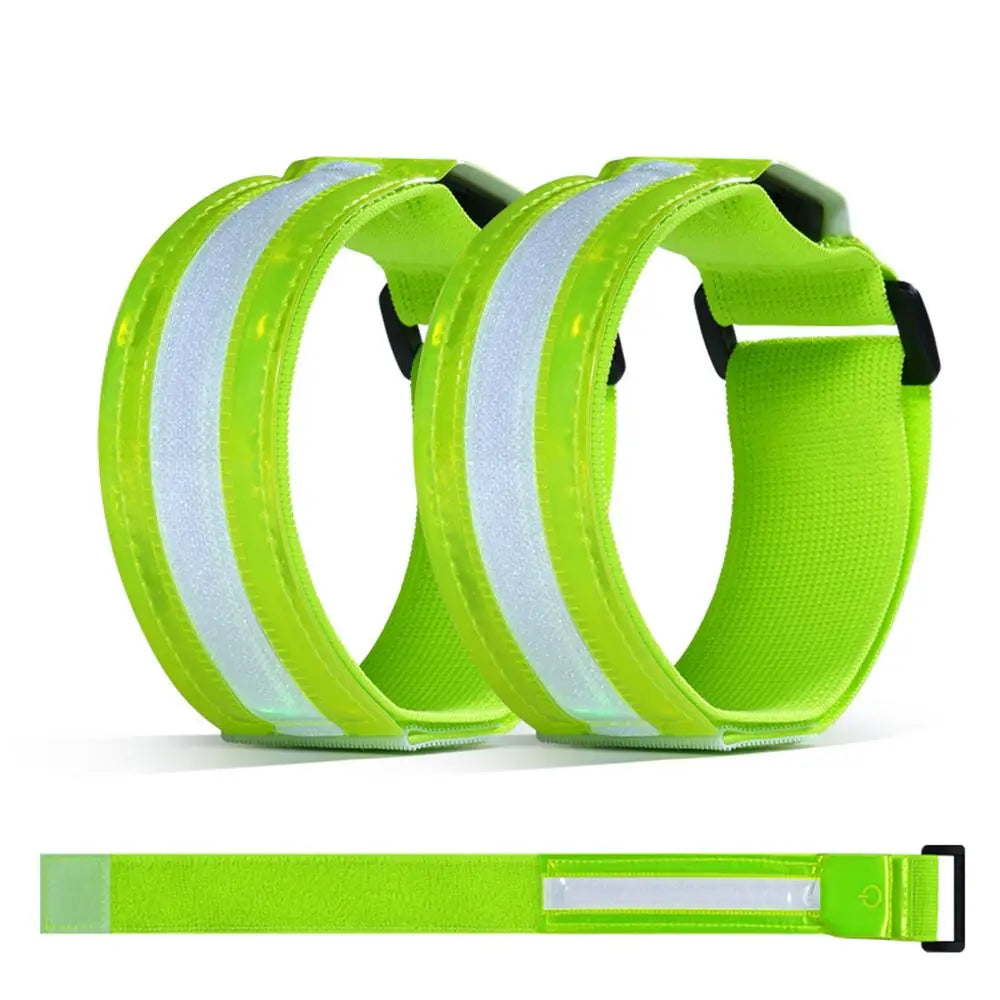 RUNGEAR LED Reflective Armbands | High-Visibility Safety Bands for Night Running, Cycling & Hiking (2-Pack)