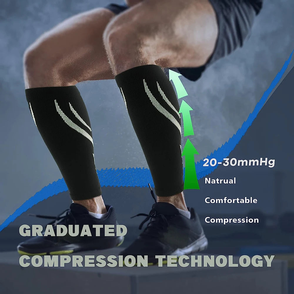 Running Compression Gear: 1Pair Calf Compression Sleeves for Men & Women (20-30mmhg) for Running, Cycling, Shin Splints Support / Rungear