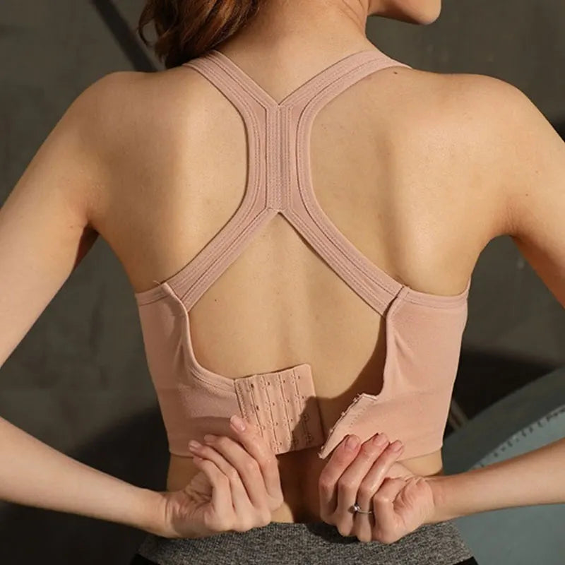 RUNGEAR Shockproof Seamless Racerback Sports Bra | Quick-Dry Yoga & Running Bra Tank Top