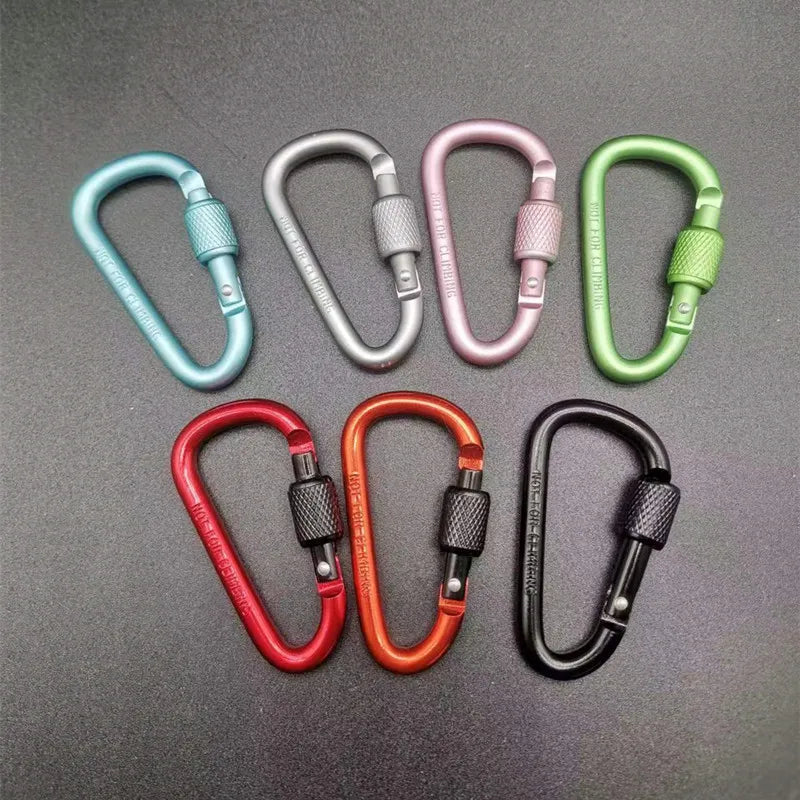Aluminium D-Ring Locking Carabiner | Screw-Lock Clip for Hiking & Camping