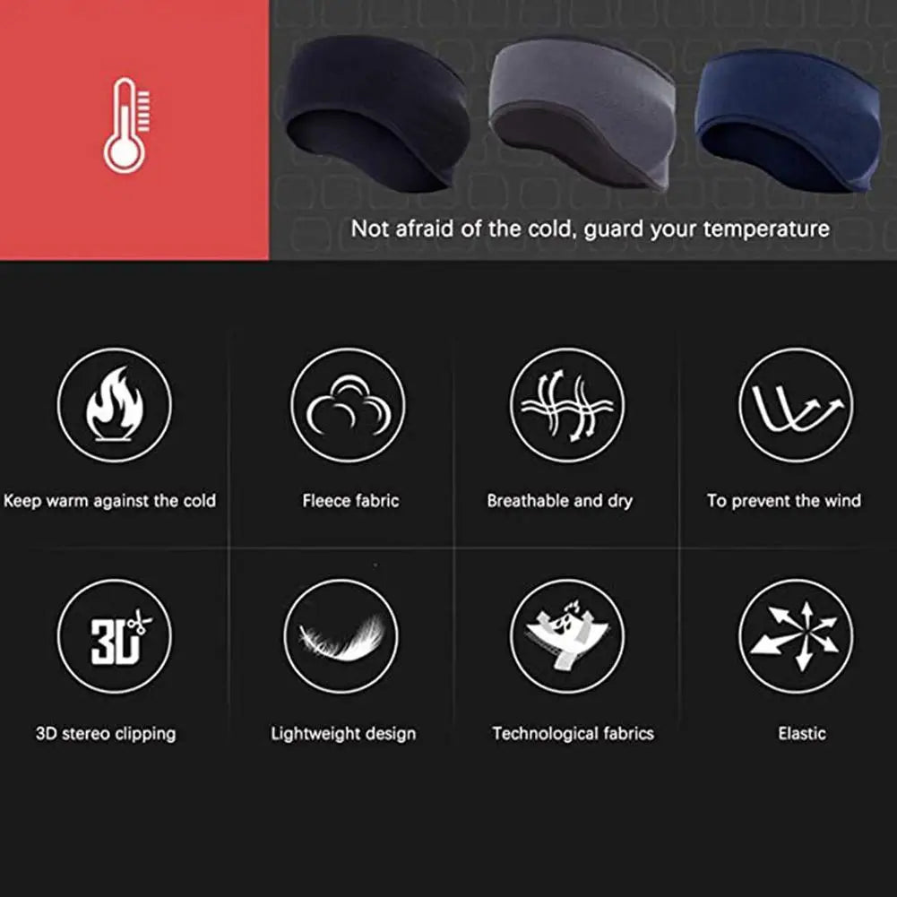 Unisex Fleece Ear Warmer Headband | Thin & Lightweight | Running & Winter Sports
