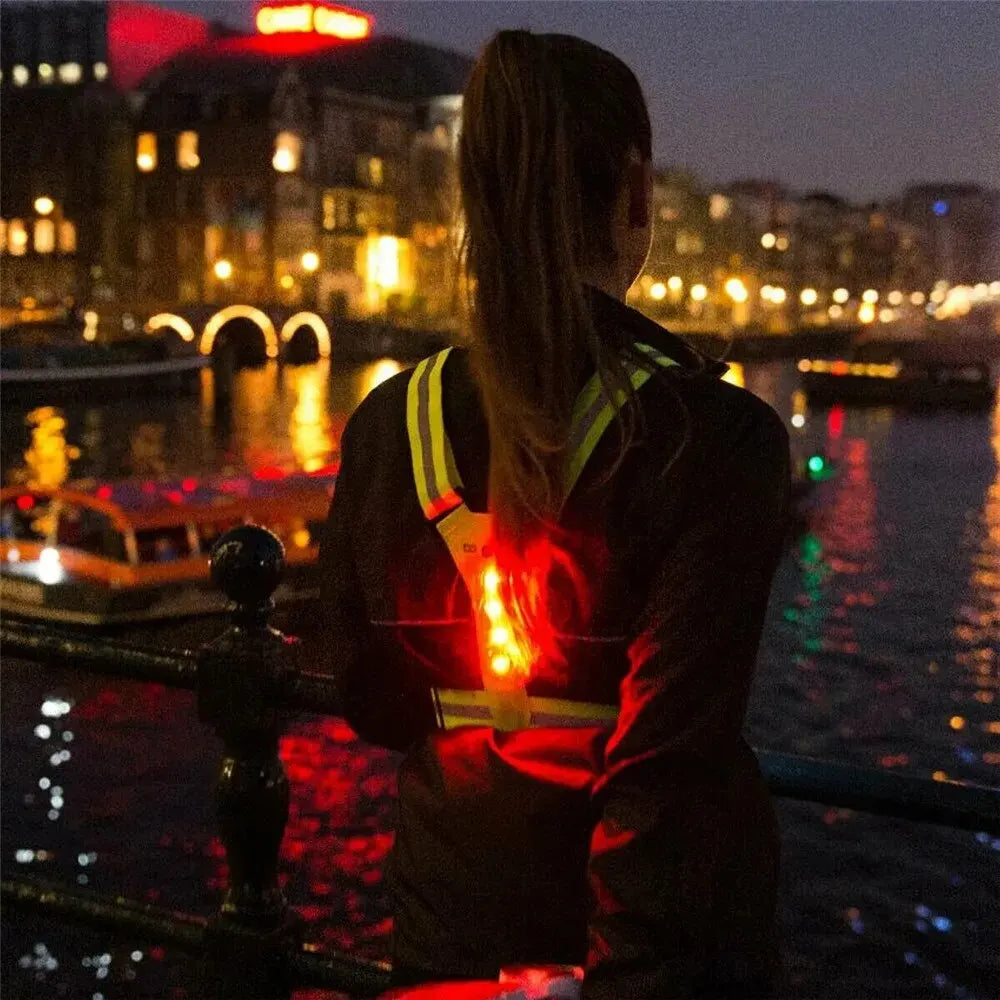 LED Reflective Running Vest – High Visibility Night Safety Harness | Running & Cycling