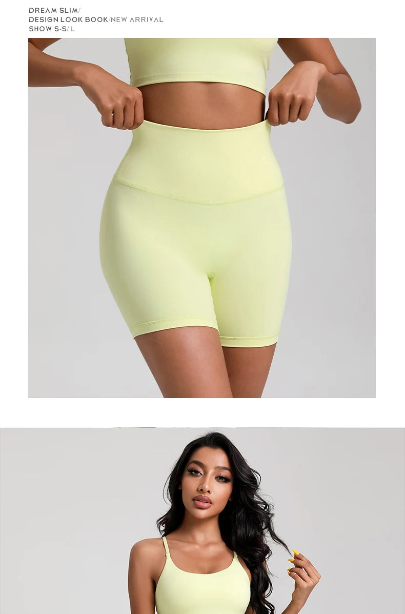 Women's Shorts Apparel: Solid Colour, High Waist, Comprehensive Fitness Sports Training Shorts with Internal Pocket / Rungear