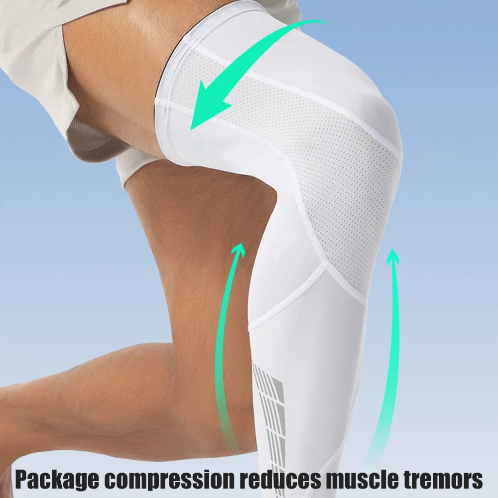 Compression Apparel Accessories: 1 PR Sports Full Leg Compression Sleeve for Men and Women, with Anti-Slip Silicone Strips / Rungear