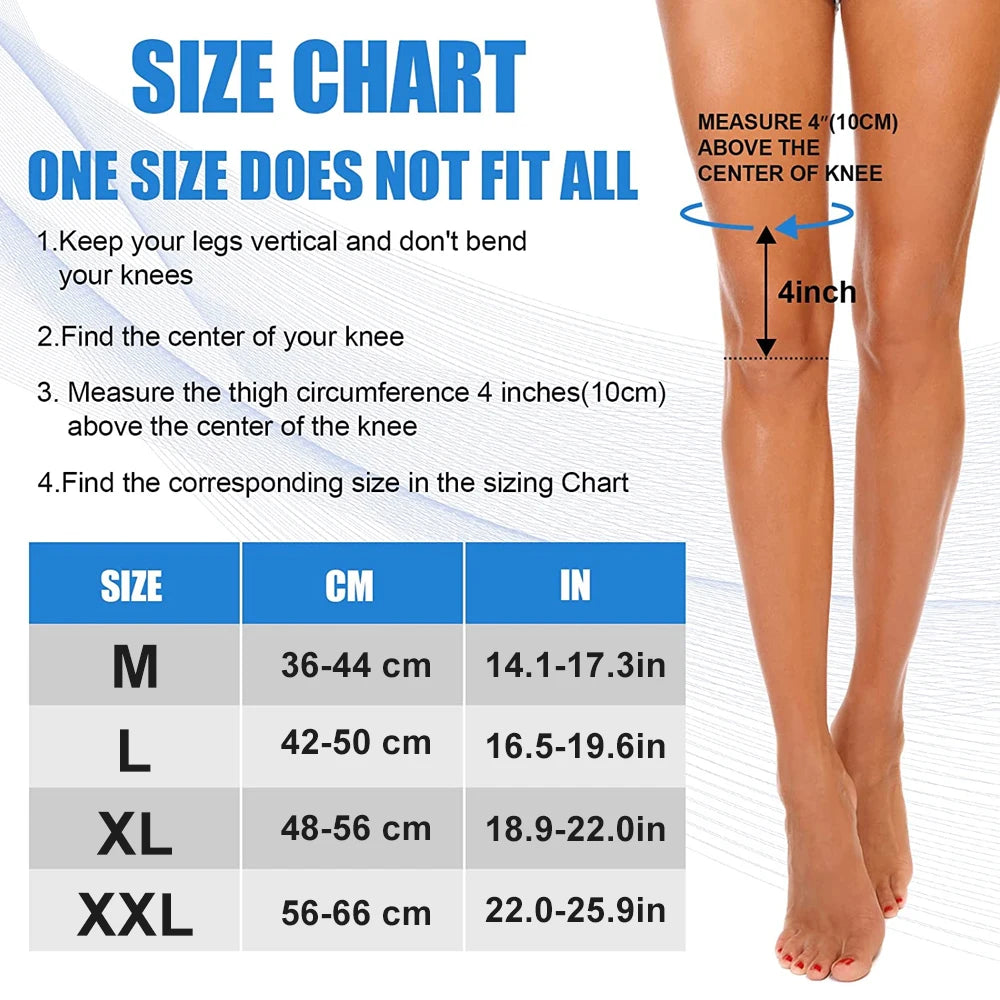 1 Pair Sports Full Leg Compression Sleeve for Men and Women, with Anti-slip Silicone Strips