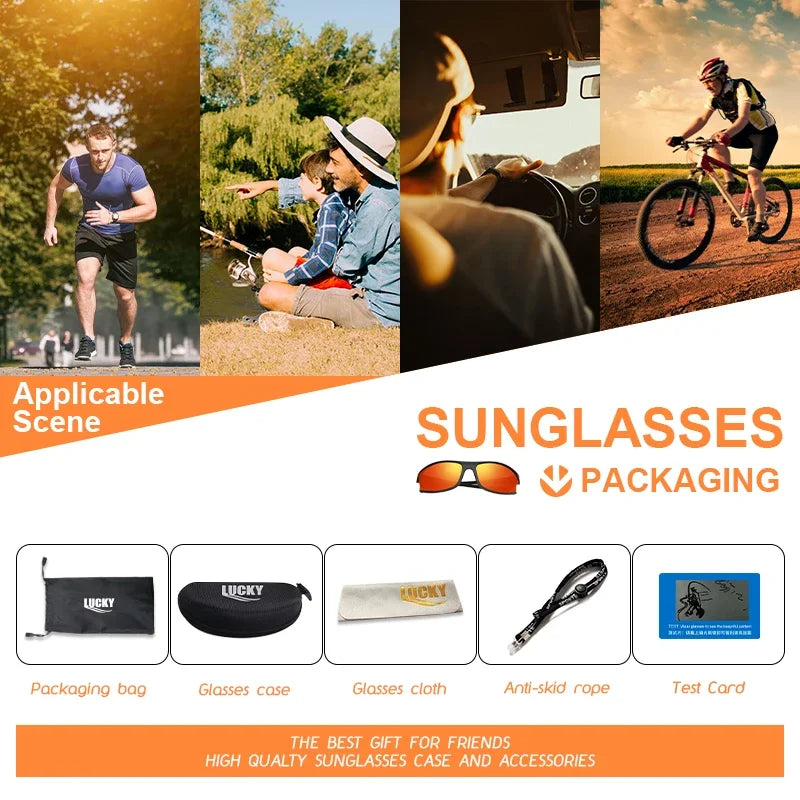 Sunglass Gear Accessories: Unisex Protective Adults UV400 Sports Sunglasses With Box / Rungear