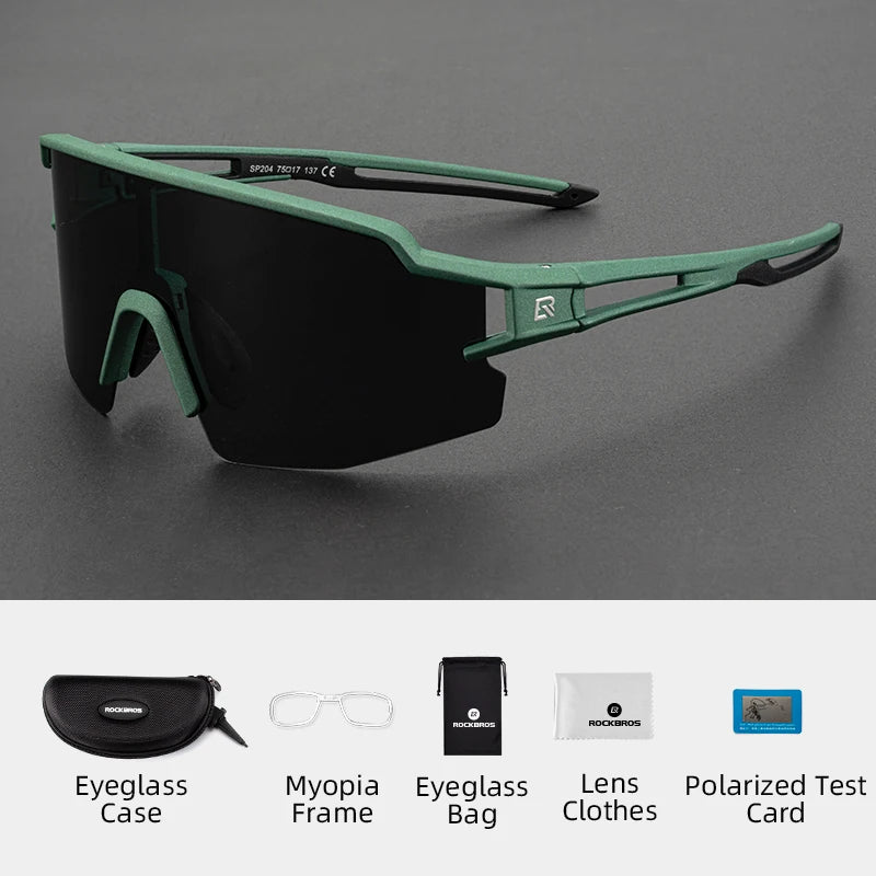 ROCKBROS Photochromic Running Glasses – UV400 Polarized Bike Sunglasses for MTB & Road Cycling