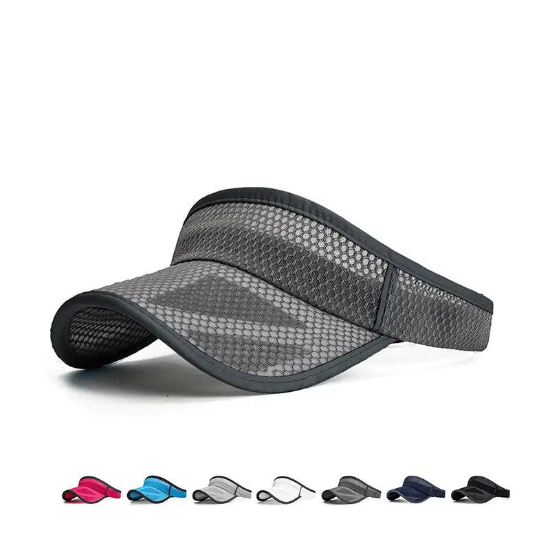 Unisex Summer Adjustable UV Protection Sports Sun Hat Visor with Mesh Brim