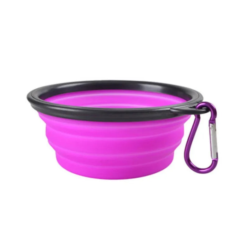 Collapsible Silicone Pet Travel Bowl with Carabiner Clip – 350ml | Dogs & Cats