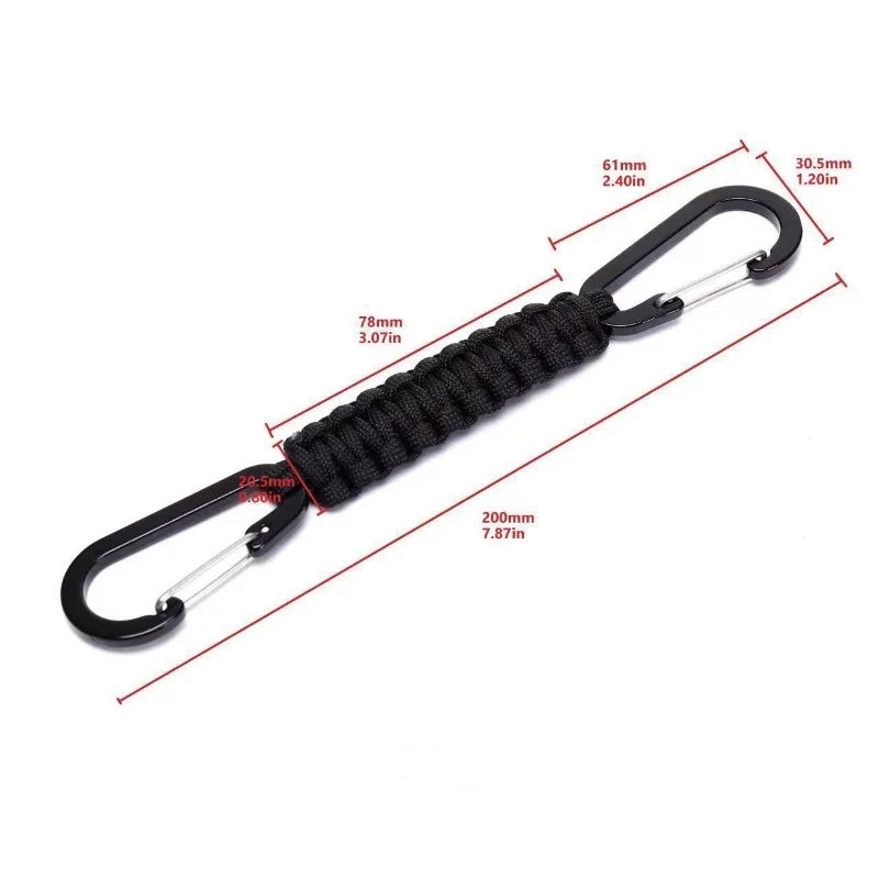 Trail Accessories: Paracord Keychain, Braided Double-Buckle Lanyard, Double Carabiners Paracord Keychain / Rungear