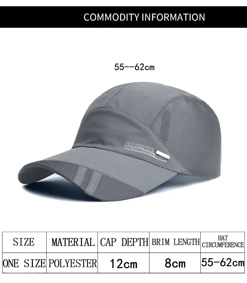 Quick-Dry Sports Running Cap – Breathable Mesh, Adjustable | Sun Protection