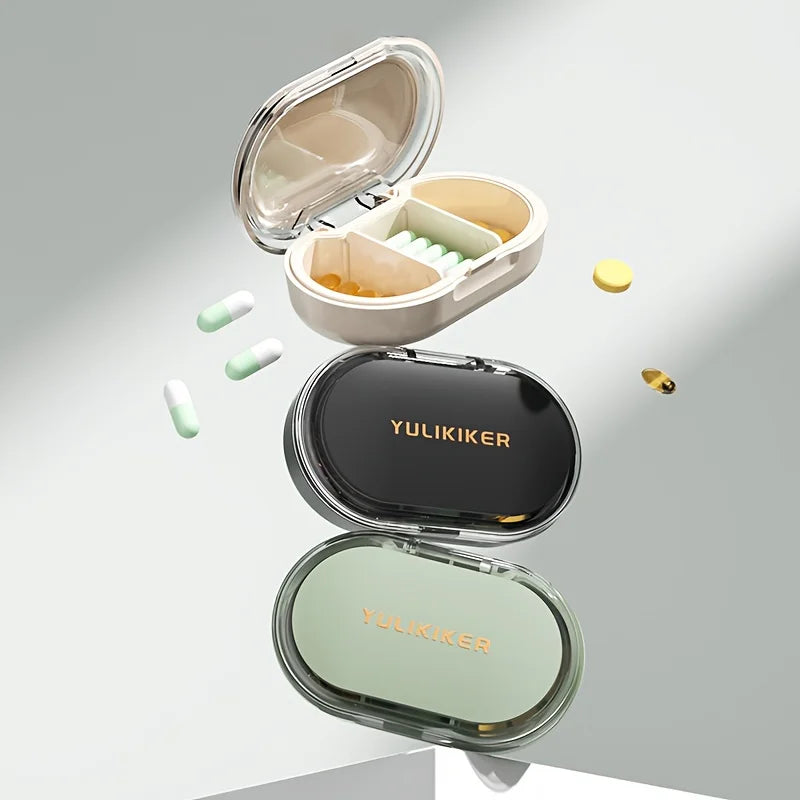 Portable Travel Pill Box | 3-Compartment Moisture-Proof Medicine Case