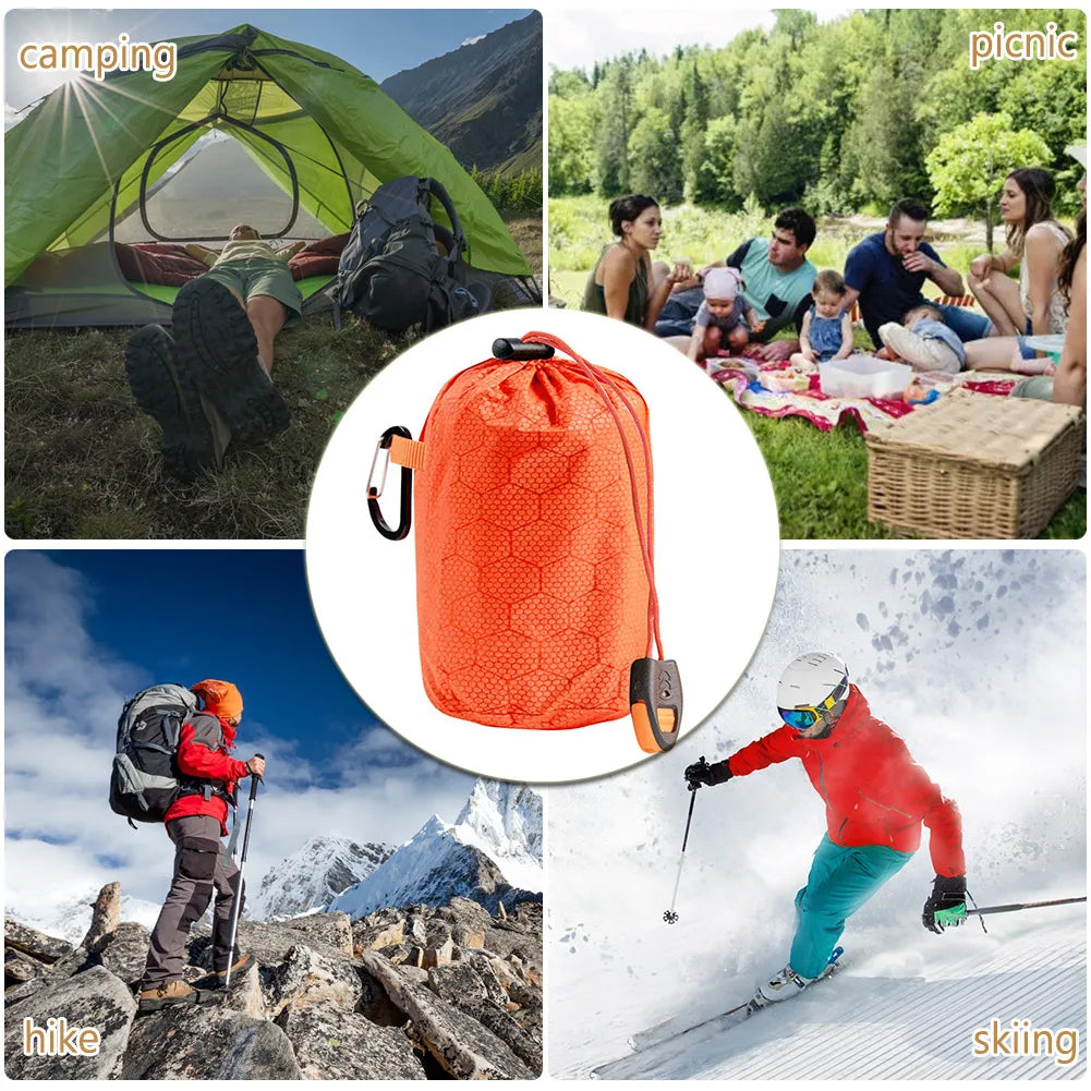 RUNGEAR Emergency Thermal Survival Sleeping Bag | Waterproof PE Aluminium Bivy Sack for Trail Running, Hiking & Camping