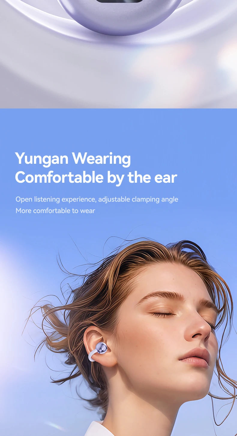 Running Earbuds Gear: Wireless, Waterproof, Bone Conduction HIFI Bluetooth 5.4 Clip-on-Ear Earbuds With Mic Digital Display 2025 / Rungear