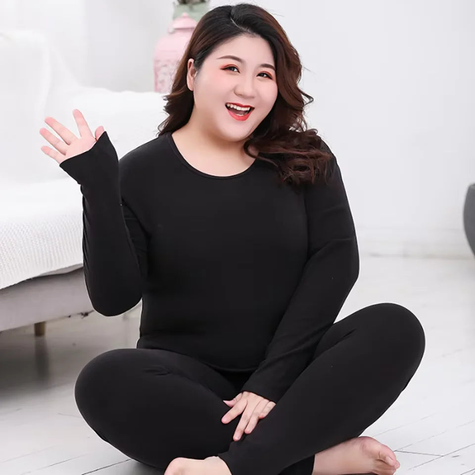Ladies Plus Size Warm Base Layers Long John Thermal Underwear And Undershirt Sets For Winter Cold Weather