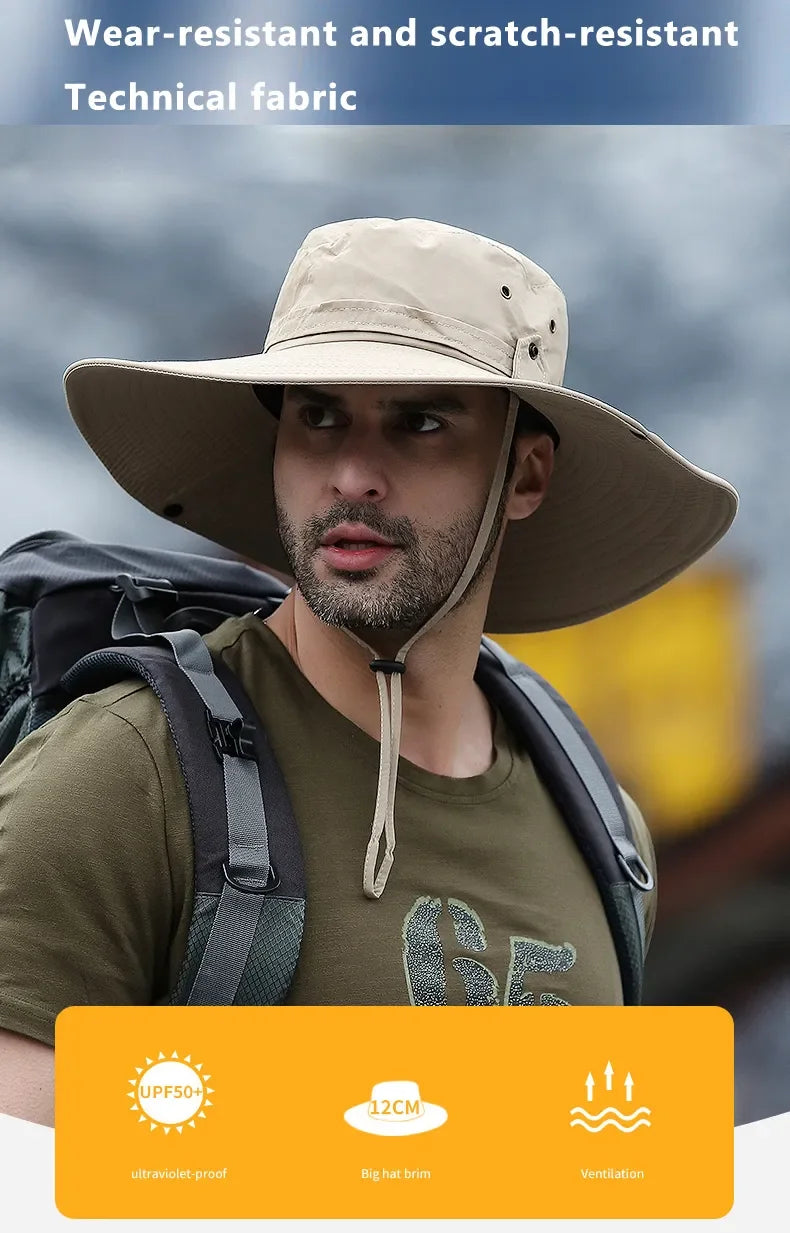Unisex Wide Brim UV Sun Hat | Breathable Mesh Boonie for Hiking & Fishing