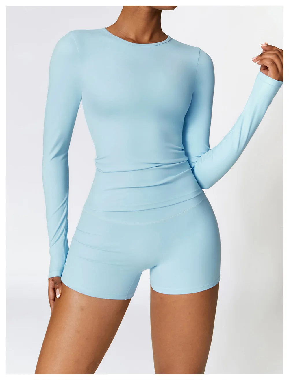 Women's Quick Dry Apparel: Breathable, Long Sleeved, Round Neck, Crop Top Workout Running, Hiking Set / Rungear