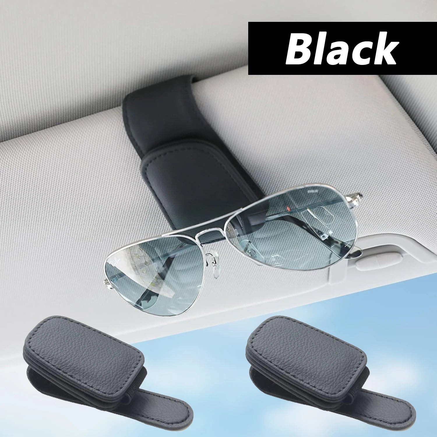 Sunglasses Gear Accessories: Magnetic Clip And Ticket Clip Leather Sunglasses Holder for Car / Rungear